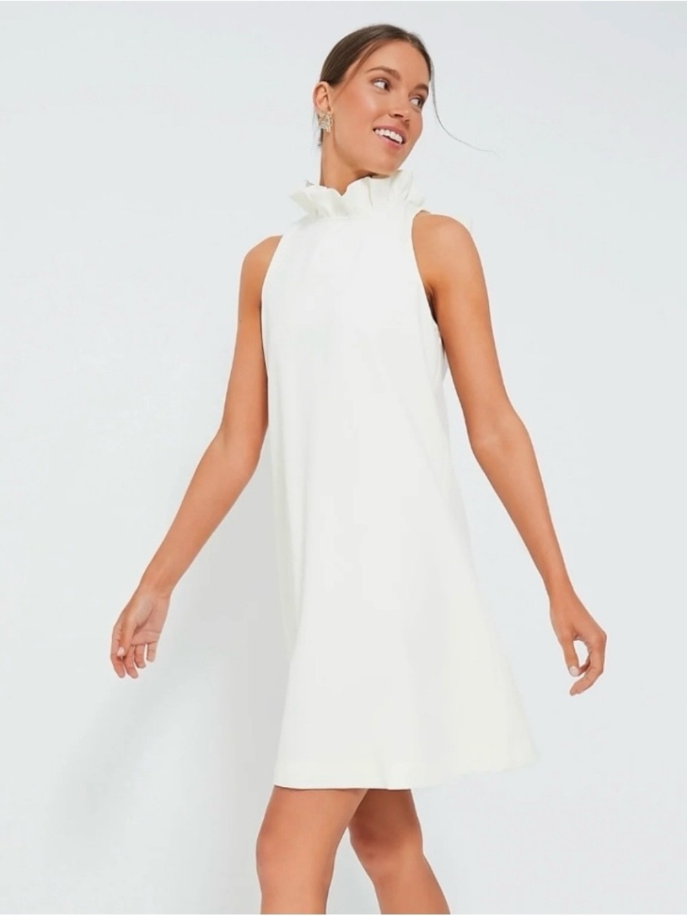 Tuckernuck White Blythe Mini Ruffle Shift Dress XXS